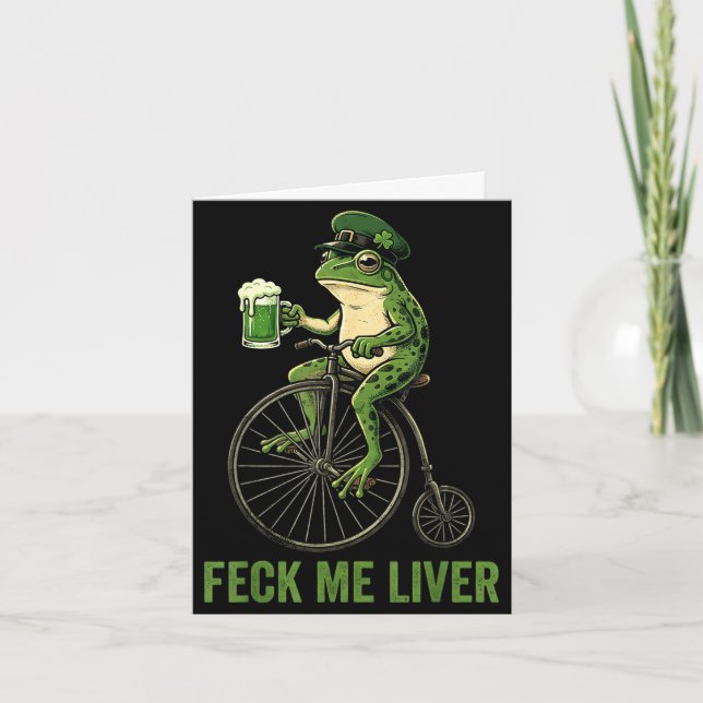 Feck liver funny frog drinking beer st patricks card (Front)