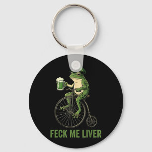 Feck Liver Funny Frog Drinking Beer St Patricks Key Ring