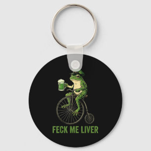 Feck liver funny frog drinking beer st patricks key ring