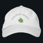 Feckin Eejit St Patrick's Embroidered Hat<br><div class="desc">Lucky green shamrock clover design with funny Irish feckin Eejit St Patrick's day text.</div>