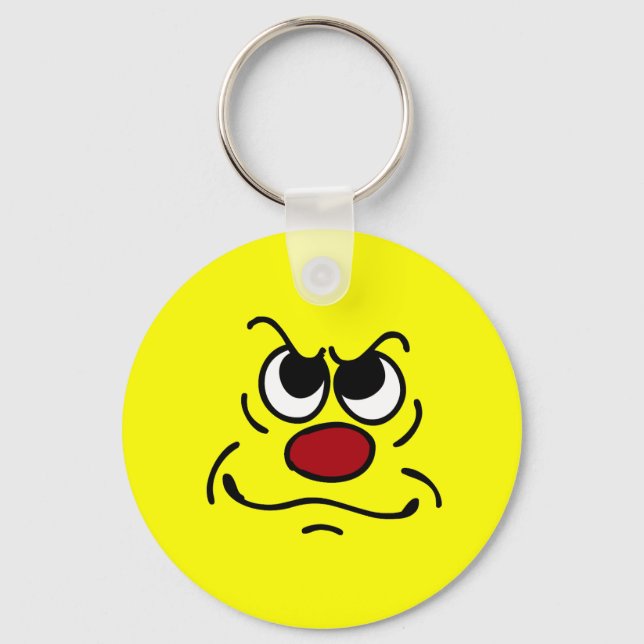 Fed Up Face Grumpey Key Ring (Front)