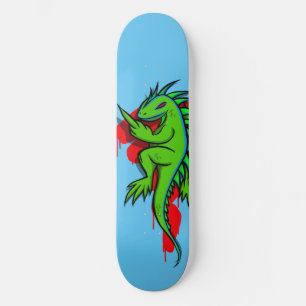 Fed Up Green Iguana Flipping The Bird  Skateboard