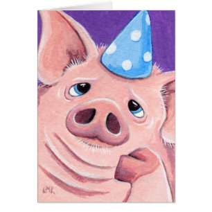 Fed Up Pig Wearing A Party Hat Illustration