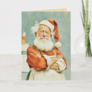 Fed Up Santa Claus Vintage Portrait Card