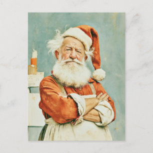 Fed Up Santa Claus Vintage Portrait Postcard