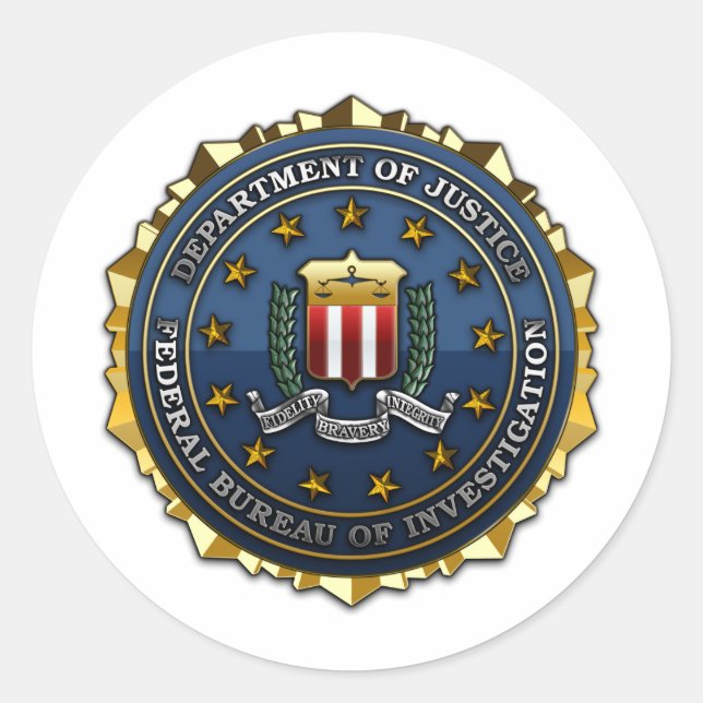 Federal Bureau of Investigation Classic Round Sticker (Front)