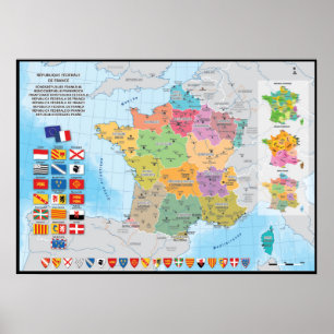 Federal France, forward-looking map of the Federal Poster