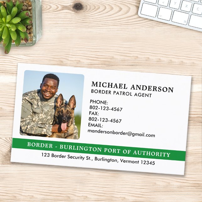 Federal Military Custom Photo Border Patrol Agent Business Card (Creator Uploaded)