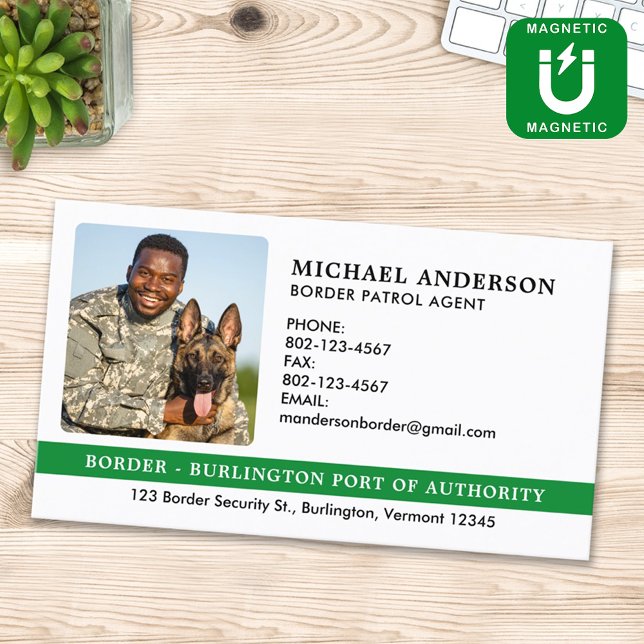 Federal Military Custom Photo Border Patrol Agent Magnetic Business Card (Creator Uploaded)