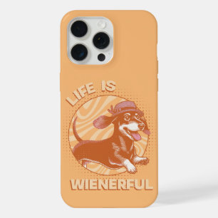 Fedora Dachshund "Life is Wienerful" Retro Colours iPhone 15 Pro Max Case