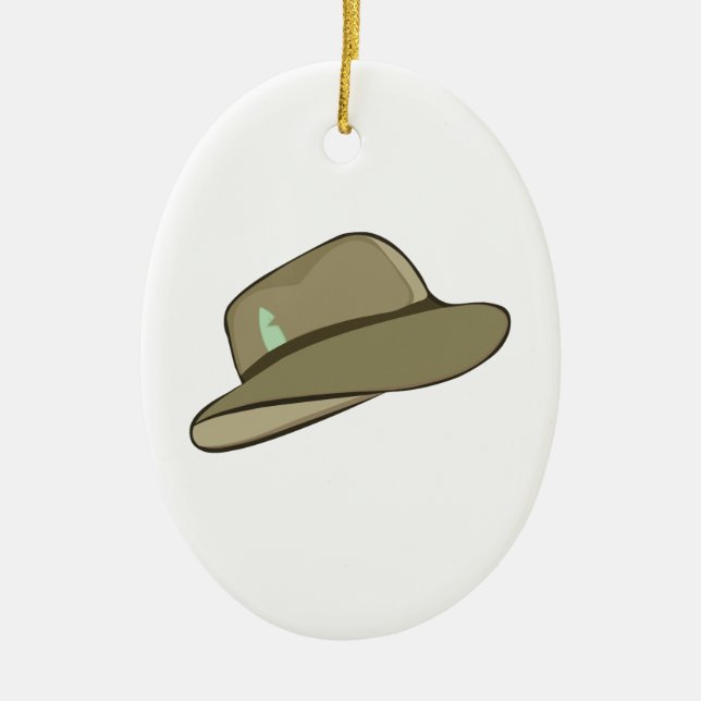 Fedora Hat Ceramic Ornament (Front)