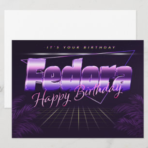 Fedora Name Vorname lila retro Karte Geburtstag Card