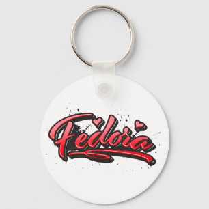 Fedora red Heart Graffiti Schlüsselanhänger Key Ring