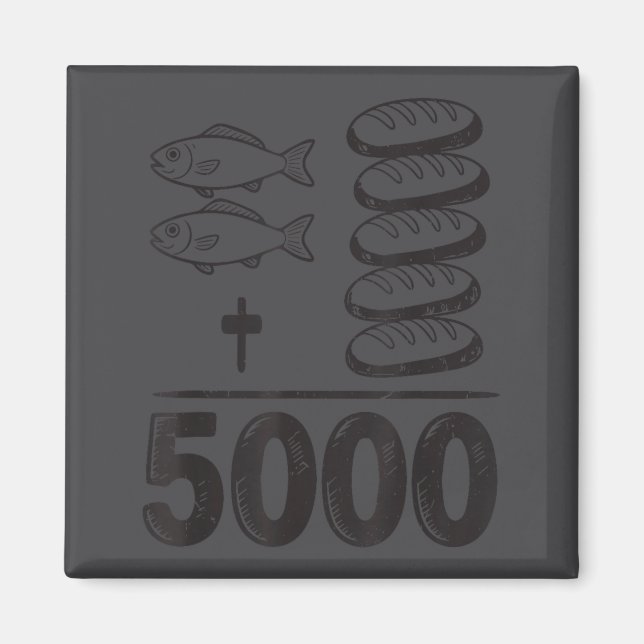 Feed 5000 Miracles Jesus Math Christian Funny Bibl Magnet (Front)