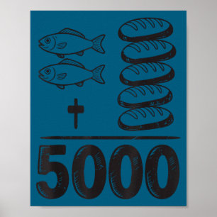 Feed 5000 Miracles Jesus Math Christian Funny Bibl Poster