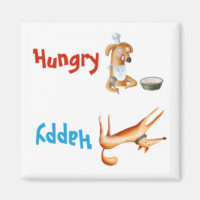 Feed Fed Dog Magnet Hungry Happy Tracker (Front)