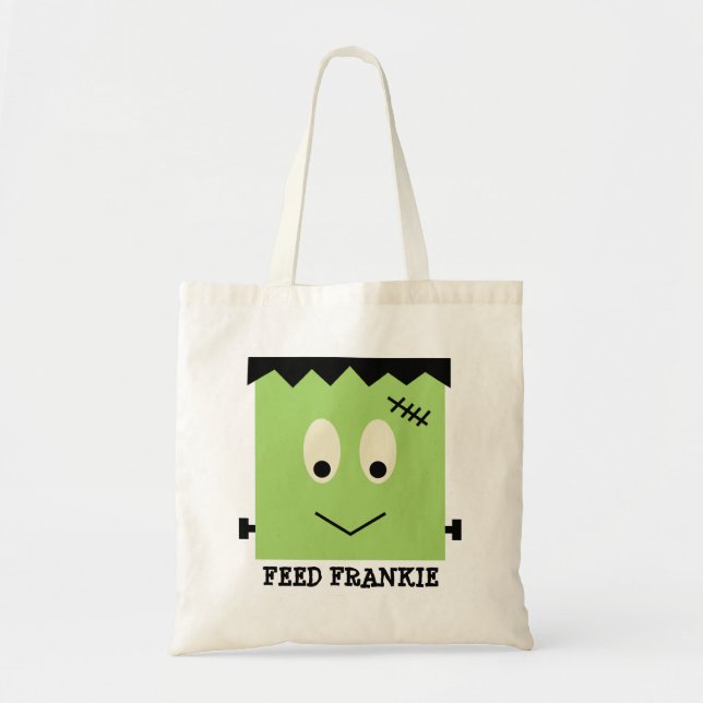 Feed Frankie green Halloween candy trick or treat Tote Bag (Front)