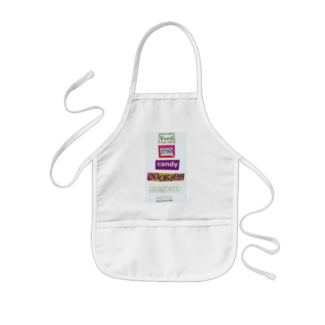 feed me candy cookies spaghetti pizza kids apron (Front)