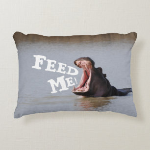 Feed Me! Hippo Funny Decorative Cushion