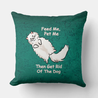 Feed Me, Pet Me Cat Throw Pillow 