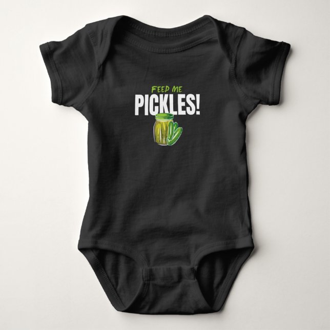 Feed Me Pickles Cucumbers Gherkin Baby Bodysuit (Front)