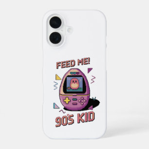 Feed Me! Retro Virtual Pet 90s Kid Pixel Art iPhone 16 Case