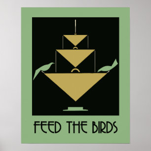 Feed the birds green and amber Poster