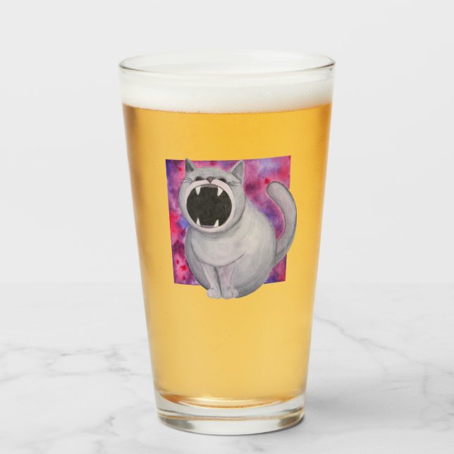 Feed the Black Hole Cat glass (Front Filled)
