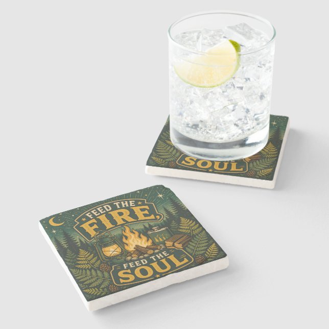 Feed The Fire Feed The Soul Stone Coaster (Side)