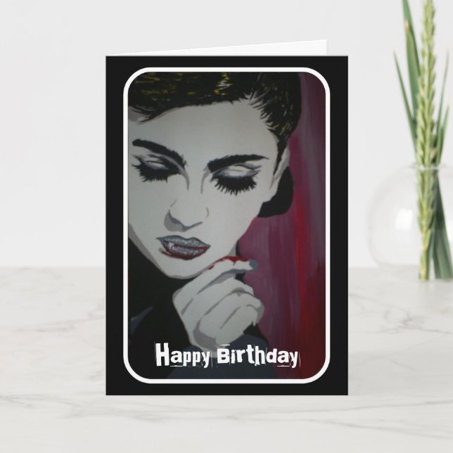 'Feed Your Habits' (Vampire) Birthday Card (Front)