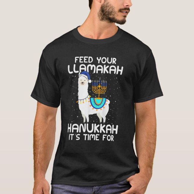Feed Your Llamakah Llama Hanukkah Costume Alpaca C T-Shirt (Front)