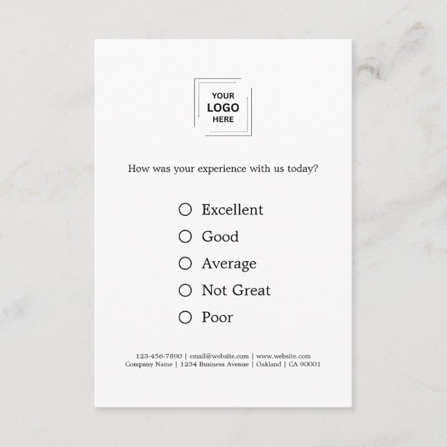 Feedback | Business Survey Logo Modern Minimalist Enclosure Card (Front)