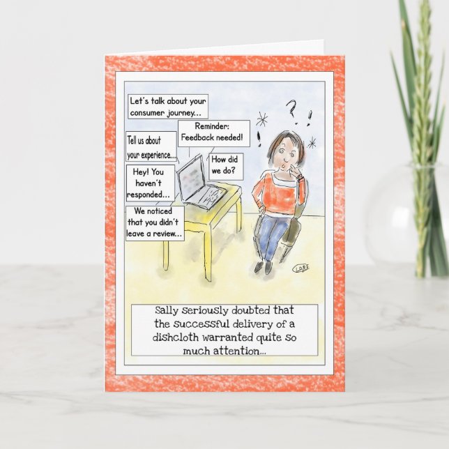 "Feedback Overload" Funny Cartoon Birthday Card  (Front)