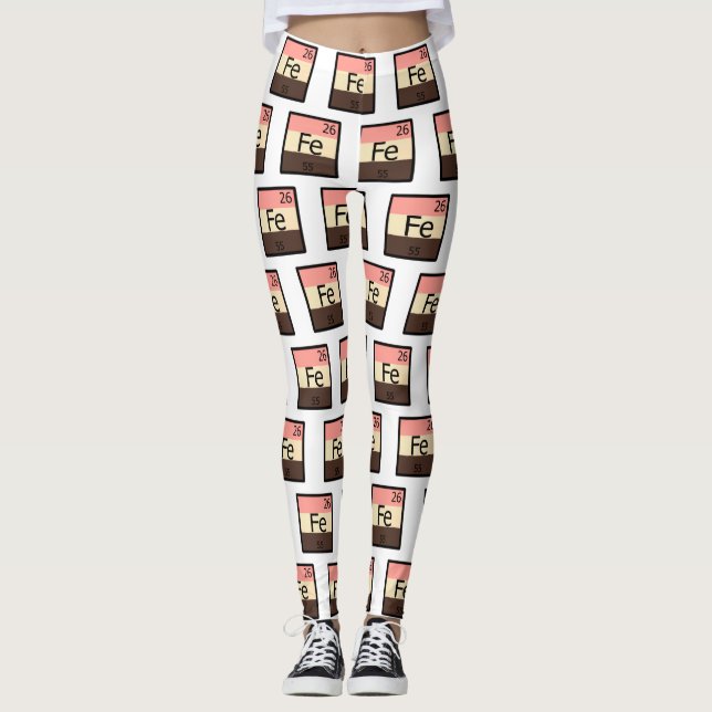 Feedee Iron Fe Periodic Table Pattern Leggings (Front)
