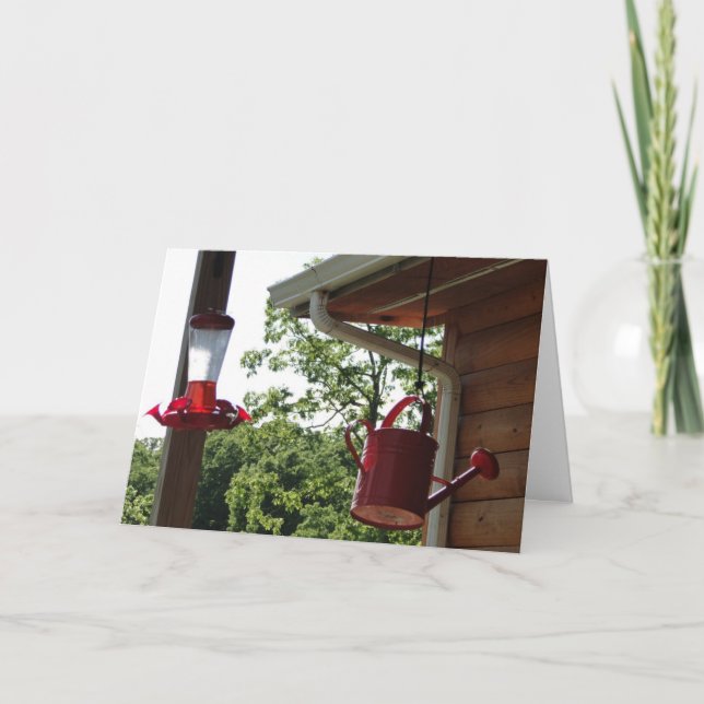 Feeder & Watering Can, Thinking of You Card (Front)