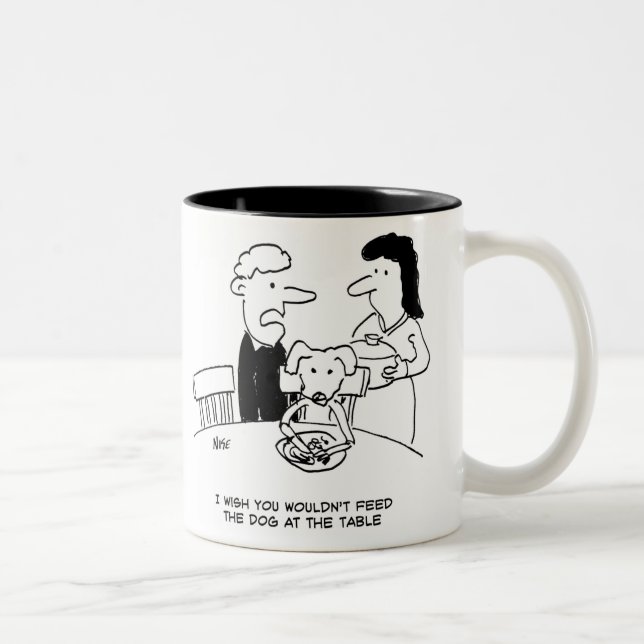 Feeding a Dog at the Table Two-Tone Coffee Mug (Right)