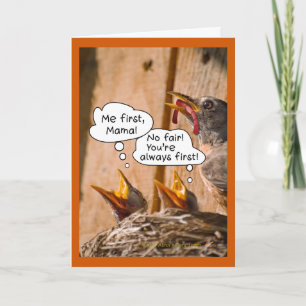Feeding BabyBirds Funny Mother's Day Card Template