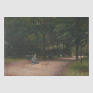 Feeding Birds in the Park (by Paul Peel) Tissue Paper