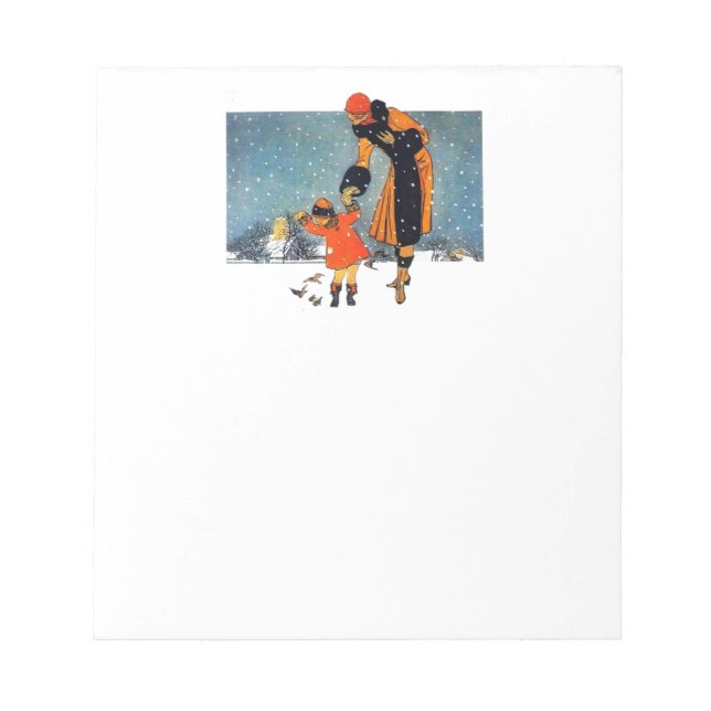 Feeding Birds in the Snow Notepad (Front)