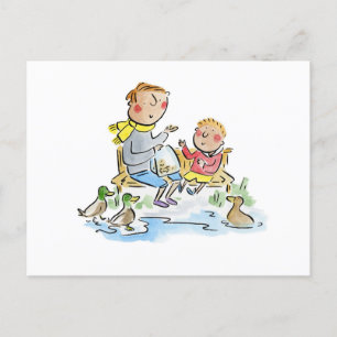 Feeding Ducks Postcard