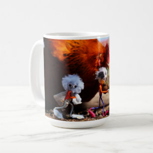 Feeding Fubby the chicken with walnut shells full Coffee Mug