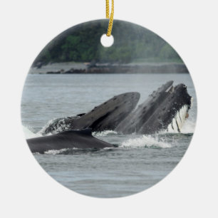Feeding Humpback Whales Ceramic Ornament