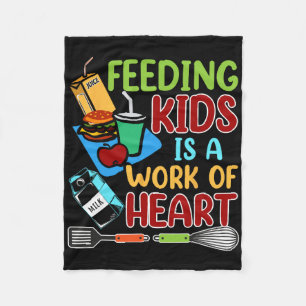 Feeding Kids Is A Work Of Heart School Lunch Lady Fleece Blanket