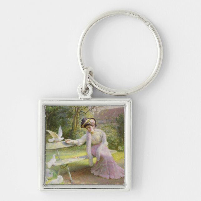 Feeding the Doves Key Ring (Front)