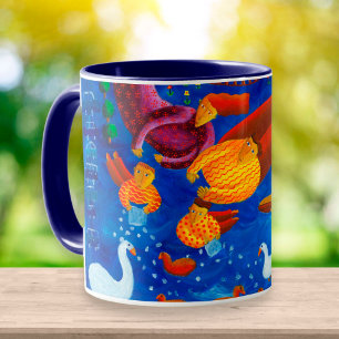 Feeding The Ducks Contemporary Art Painting Mug
