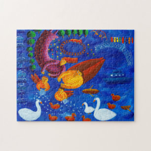 Feeding The Ducks Painting Jigsaw Puzzle
