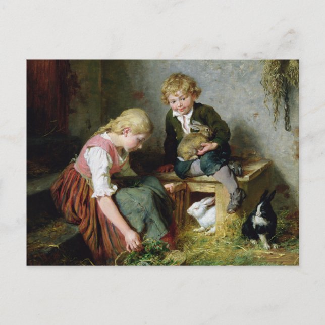 Feeding the Rabbits Postcard (Front)