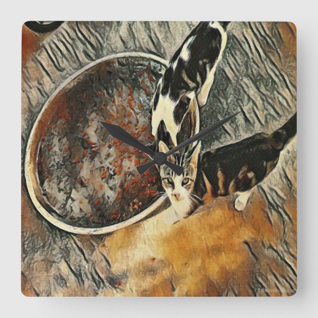 Feeding Time! Square Wall Clock (Front)