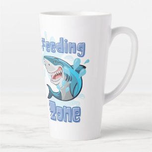 FEEDING ZONE SHARK , CARTOON STYLE LATTE MUG