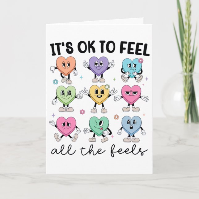 Feel All The Feels School Counsellor Valentine Men Card (Front)